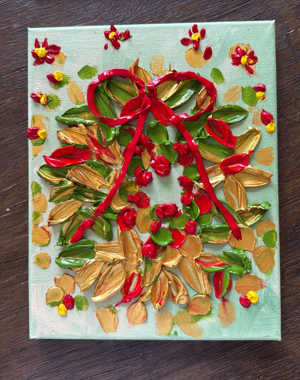 Festive Bow And Blossom Wreath 8x10