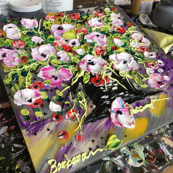 Sweethearts Bouquet: Hand painted impasto floral painting 16x16 ( Kristis)