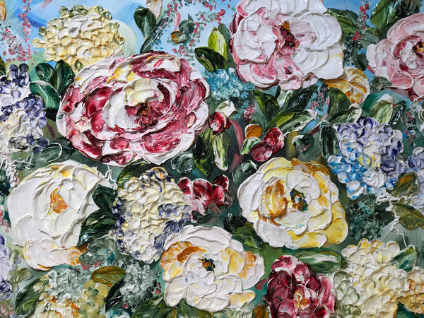 JUST MY IMAGINATION Impasto Floral Painting Framed 24x30
