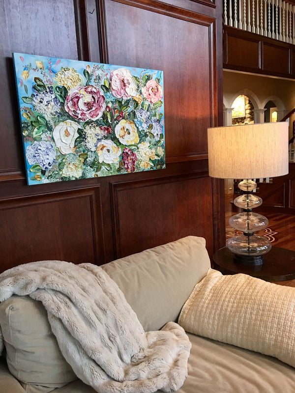 JUST MY IMAGINATION Impasto Floral Painting Framed 24x30