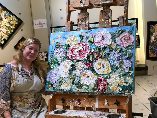 JUST MY IMAGINATION Impasto Floral Painting Framed 24x30