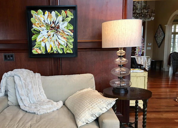 GRATITUDE, 32x32, Black frame, Floral Abstract Impasto Painting, Home decor, Handmade Item# 104