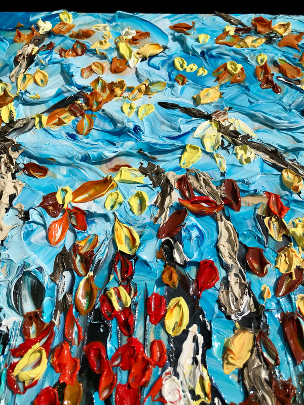 Fall Symphony - Abstract Landscape Impasto Painting, 24x48 - Item #37