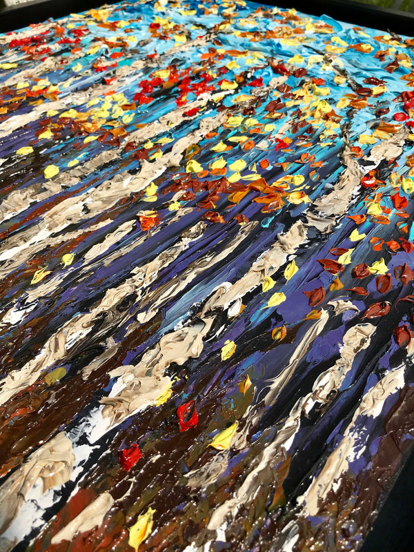 Fall Symphony - Abstract Landscape Impasto Painting, 24x48 - Item #37
