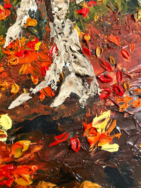 Fall Symphony - Abstract Landscape Impasto Painting, 24x48 - Item #37
