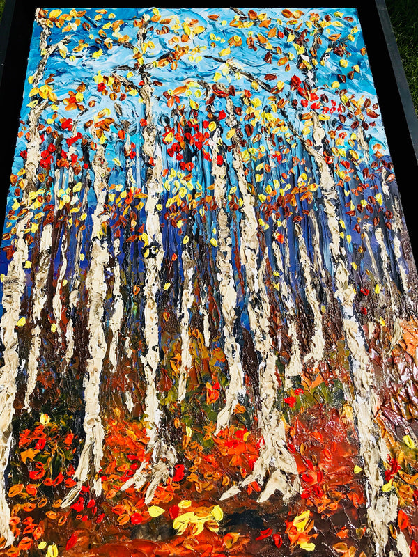 Fall Symphony - Abstract Landscape Impasto Painting, 24x48 - Item #37