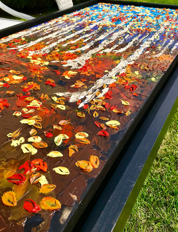 Fall Symphony - Abstract Landscape Impasto Painting, 24x48 - Item #37