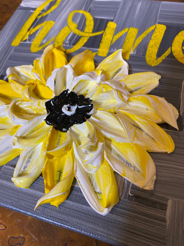 Home Petal Pop, 10x10 , textured floral art, Small Canvas Art