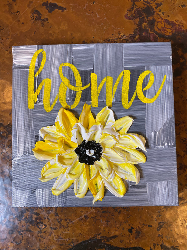 Home Petal Pop, 10x10 , textured floral art, Small Canvas Art