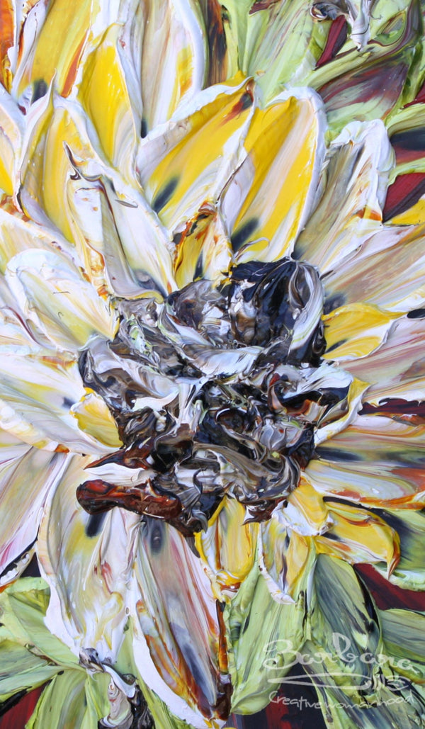 GRATITUDE, 32x32, Black frame, Floral Abstract Impasto Painting, Home decor, Handmade Item# 104