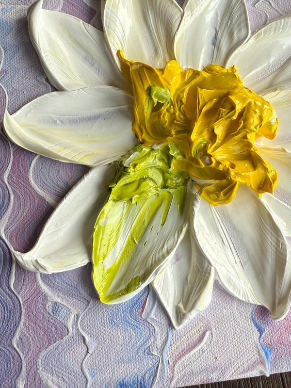 Dawn Of Independence 8 x 8 3D hand painted Textured Art Flower by Barbara Posey Scharpf