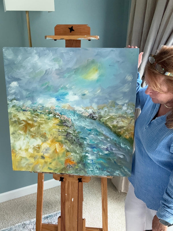 Living Water, 28x28 Contemporary 3 inch deep canvas.