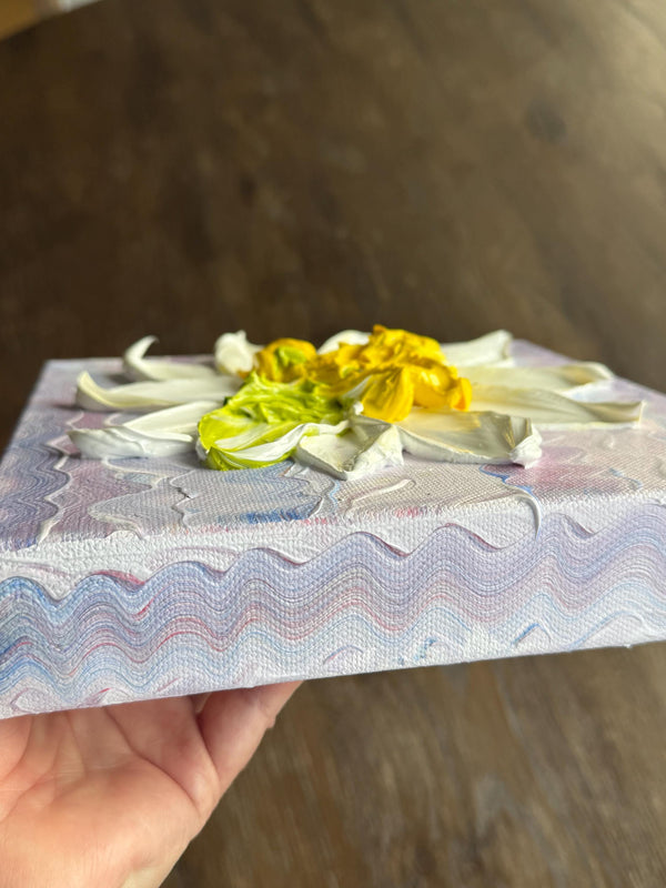 Dawn Of Independence 8 x 8 3D hand painted Textured Art Flower by Barbara Posey Scharpf