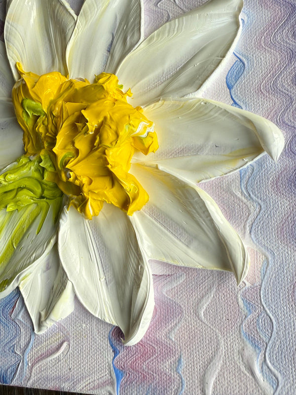 Dawn Of Independence 8 x 8 3D hand painted Textured Art Flower by Barbara Posey Scharpf