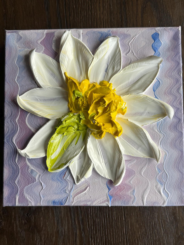 Dawn Of Independence 8 x 8 3D hand painted Textured Art Flower by Barbara Posey Scharpf