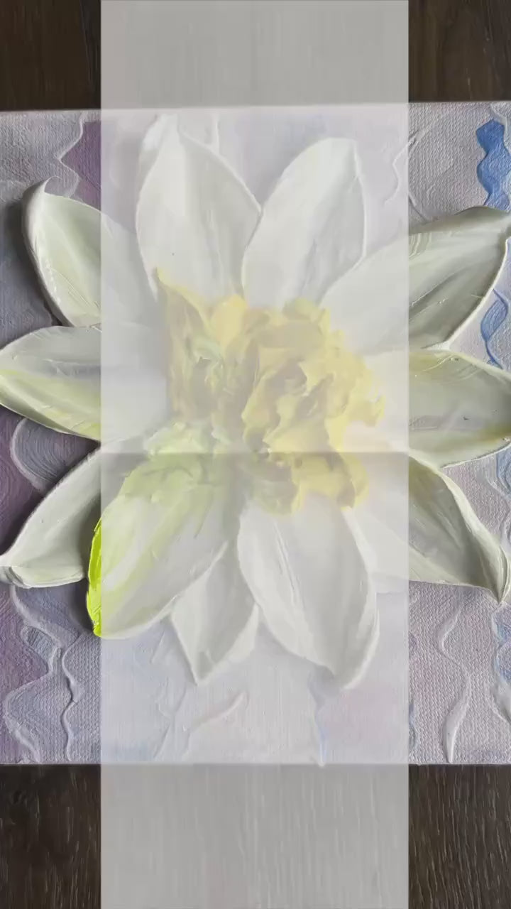 Dawn Of Independence 8 x 8  3D hand painted Textured Art  Flower by Barbara Posey Scharpf