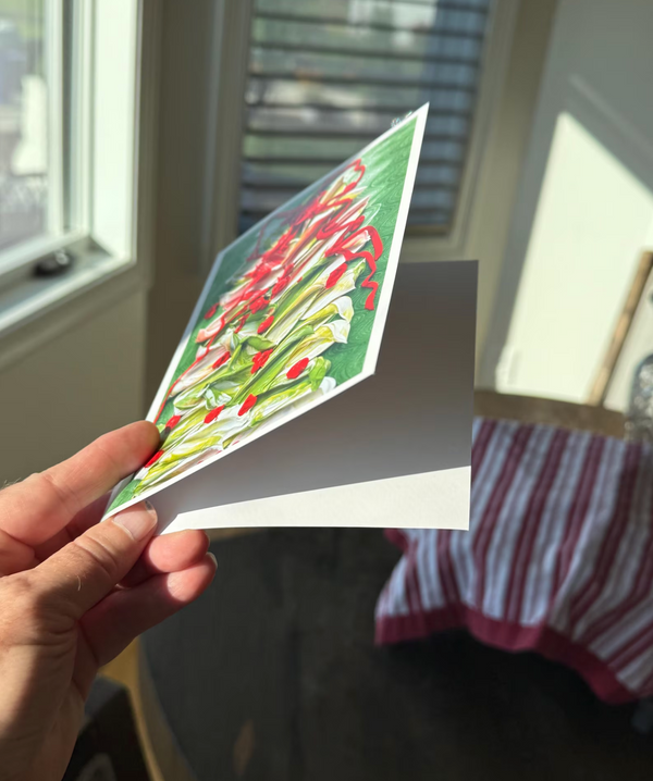 Joyful Blooms Holiday Cards – “Red Ribbon Petal Tree” | Set of 10