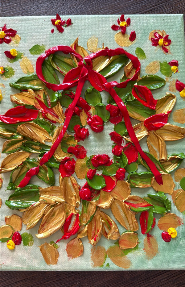 Festive Bow And Blossom Wreath 8x10