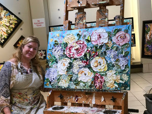 JUST MY IMAGINATION Impasto Floral Painting Framed 24x30