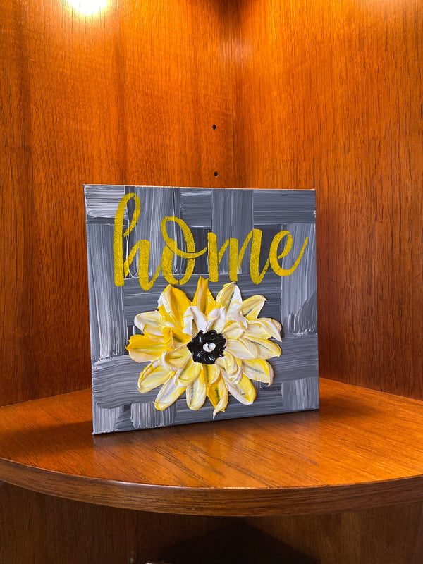 Home Petal Pop, 10x10 , textured floral art, Small Canvas Art