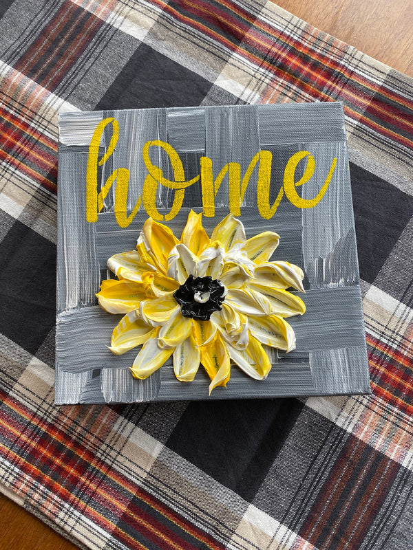 Home Petal Pop, 10x10 , textured floral art, Small Canvas Art