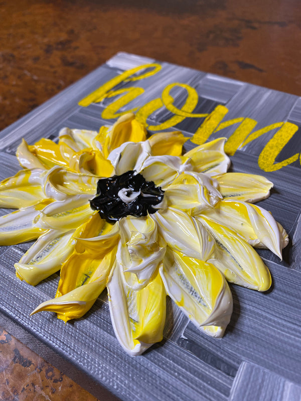 Home Petal Pop, 10x10 , textured floral art, Small Canvas Art