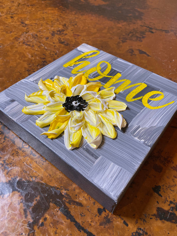 Home Petal Pop, 10x10 , textured floral art, Small Canvas Art