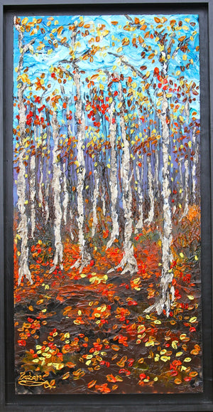 Fall Symphony - Abstract Landscape Impasto Painting, 24x48 - Item #37