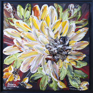 GRATITUDE, 32x32, Black frame, Floral Abstract Impasto Painting, Home decor, Handmade Item# 104