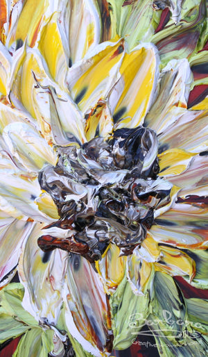 GRATITUDE, 32x32, Black frame, Floral Abstract Impasto Painting, Home decor, Handmade Item# 104