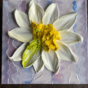 Dawn Of Independence 8 x 8 3D hand painted Textured Art Flower by Barbara Posey Scharpf