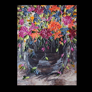 Ben's Bouquet - Abstract Art, Floral Impasto Painting, 30x40