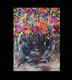 Ben's Bouquet - Abstract Art, Floral Impasto Painting, 30x40
