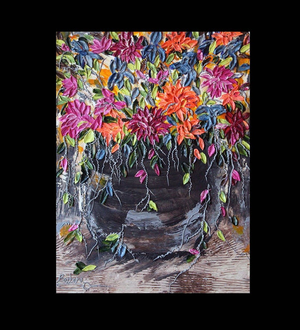Ben's Bouquet - Abstract Art, Floral Impasto Painting, 30x40